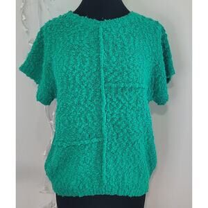 VTG 1980s Emerald Textured Short Sleeve Summer Sweater Medium Coastal